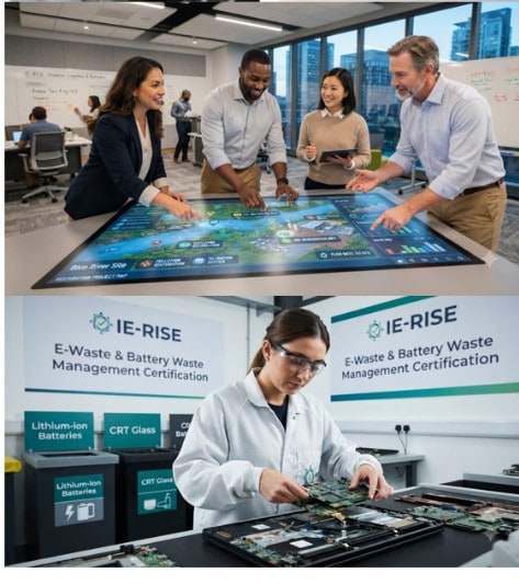 IE-RISE team collaborating on smart-city research and e-waste certification lab work